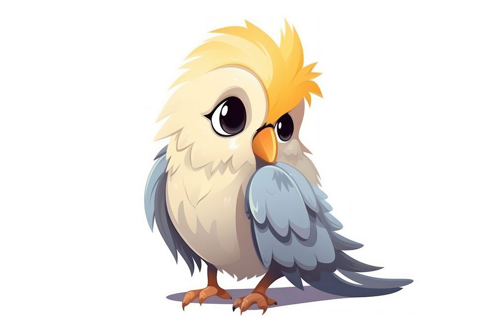 Cockatiel character thinking concept animal cartoon bird.