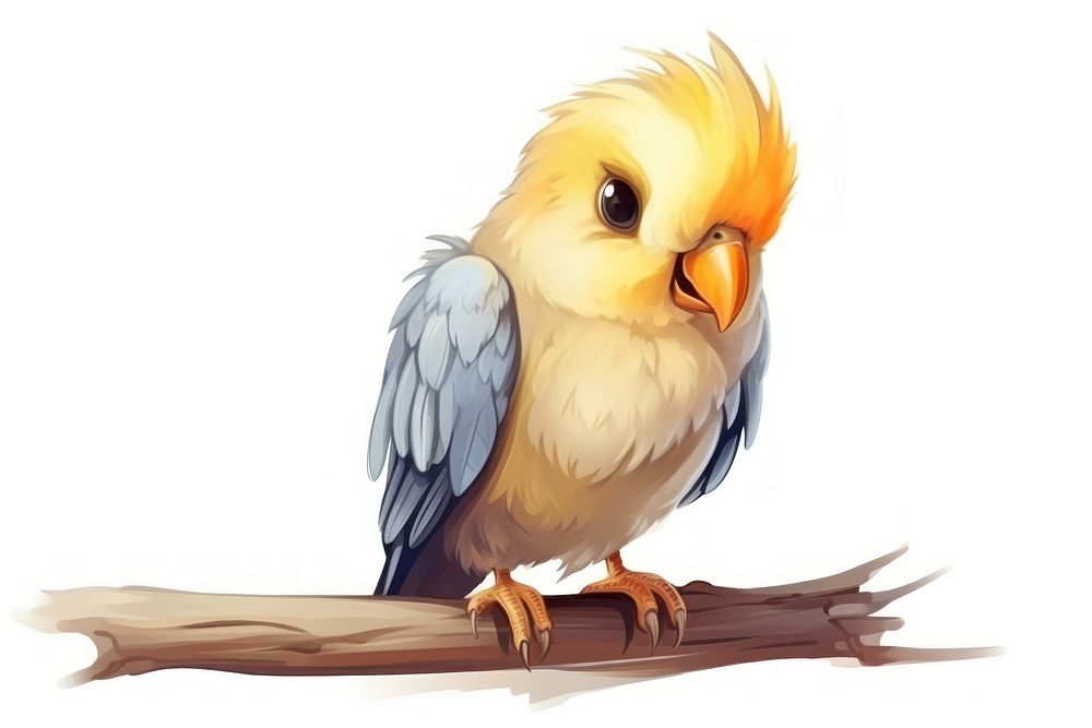 Cockatiel character thinking concept animal cartoon parrot.