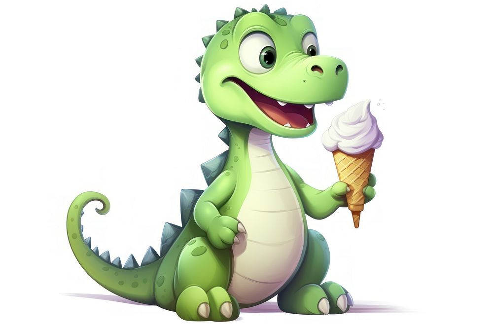 Dinosaur character ice cream animal reptile cartoon.