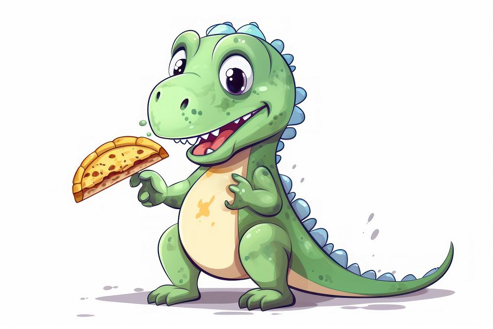 Dinosaur character pizza animal cartoon reptile.