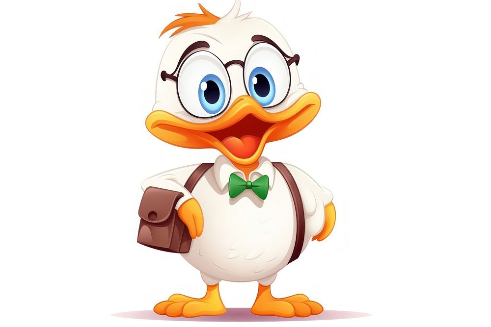Duck character teacher concept cartoon animal bird.