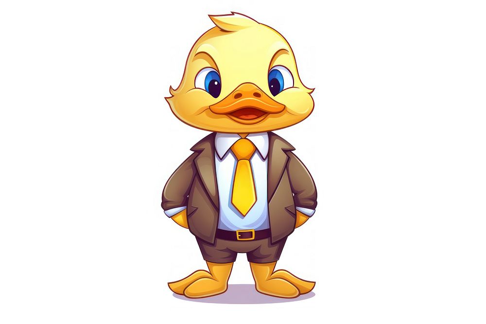 Duck character office uniform cartoon representation duckling.