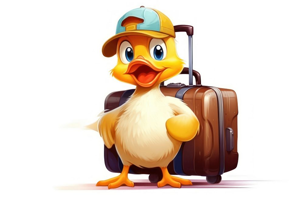 Duck character pull suitcase luggage cartoon animal.