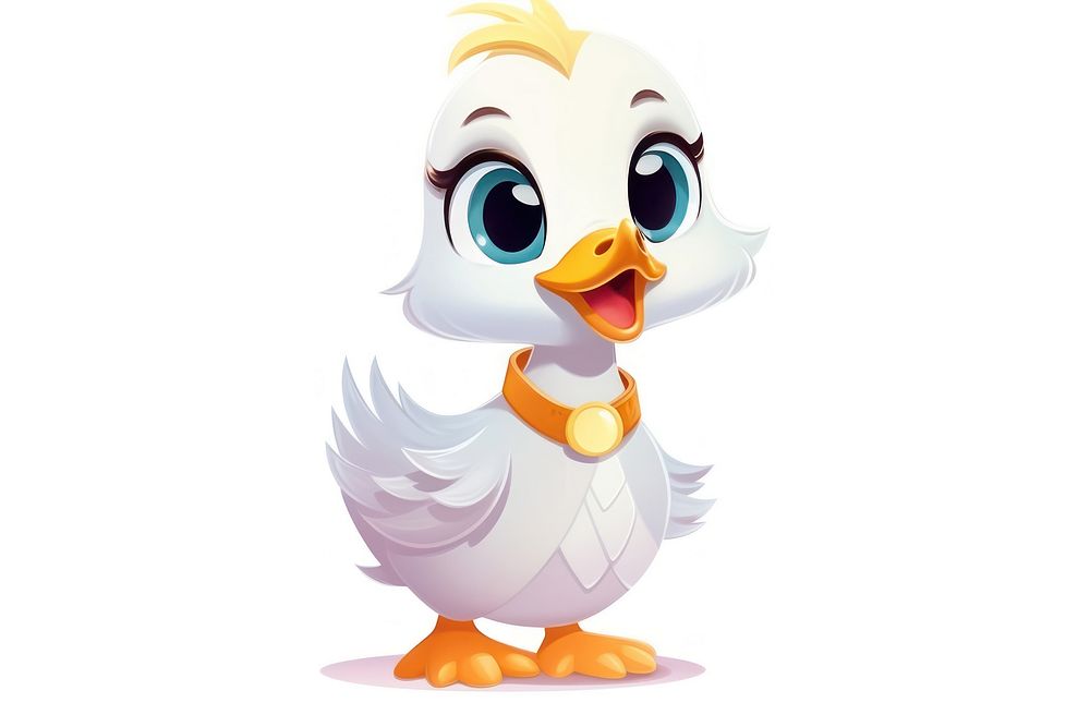 Duck character wear jewelry animal cartoon white.