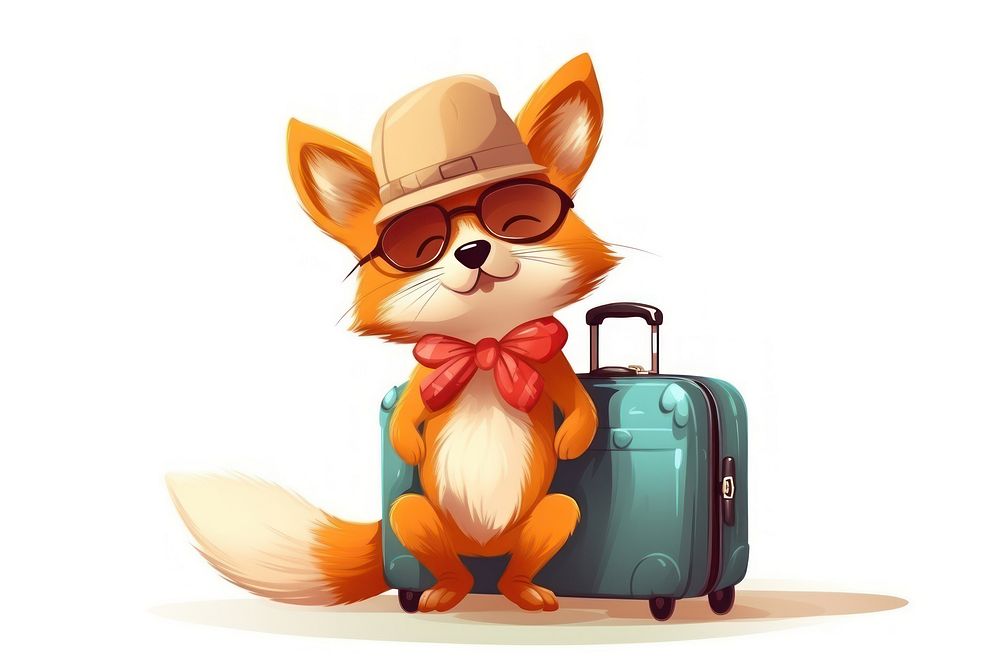 Suitcase cartoon animal travel.