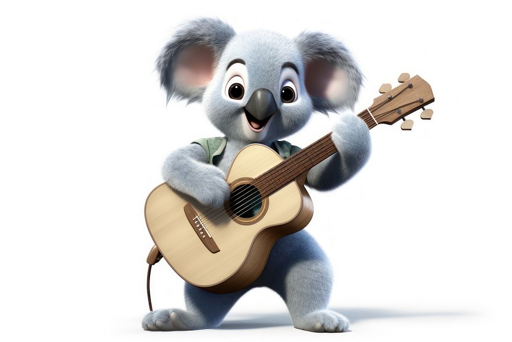 Koala character play guitar cartoon cute toy.