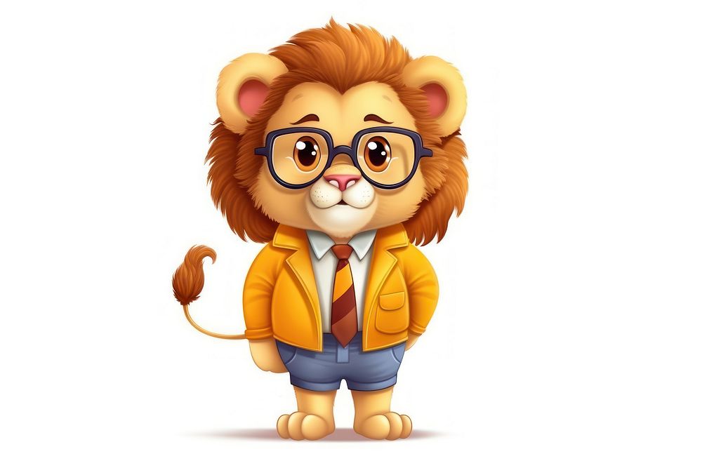 Lion character teacher concept cartoon cute fun.