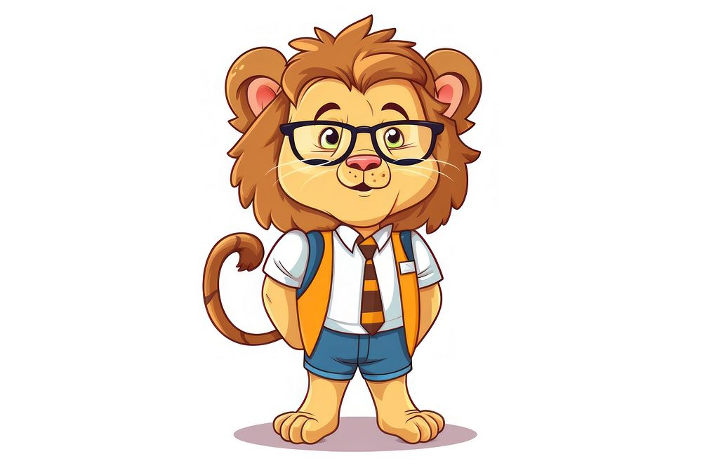 Lion character teacher concept cartoon mammal animal.