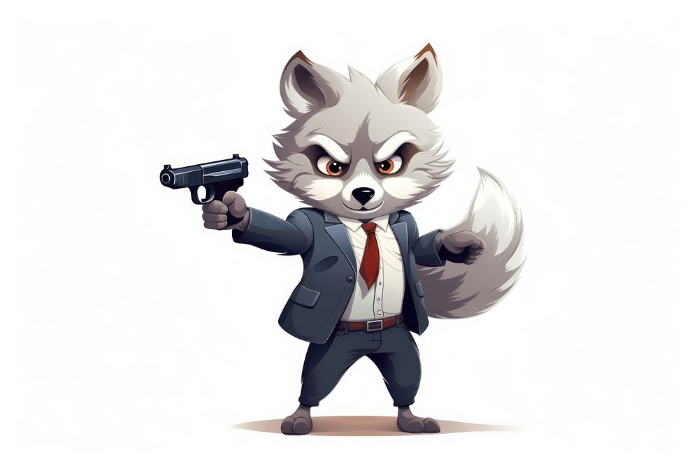 Wolf character hold gun cartoon publication accessories.