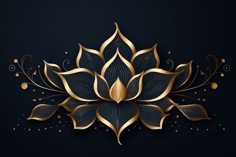 Gold lotus vector pattern luxury gold.