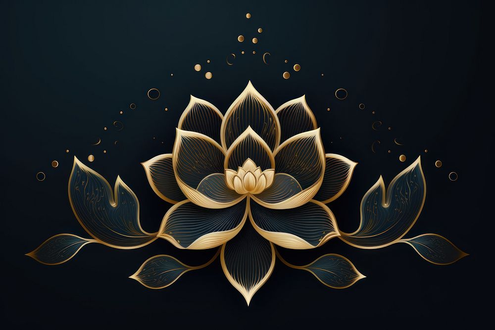 Gold lotus vector pattern flower plant.