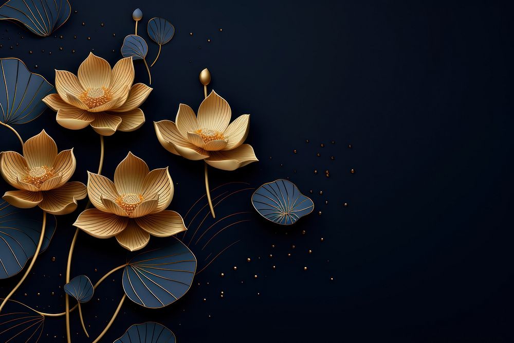 Golden lotus line arts flower petal plant.