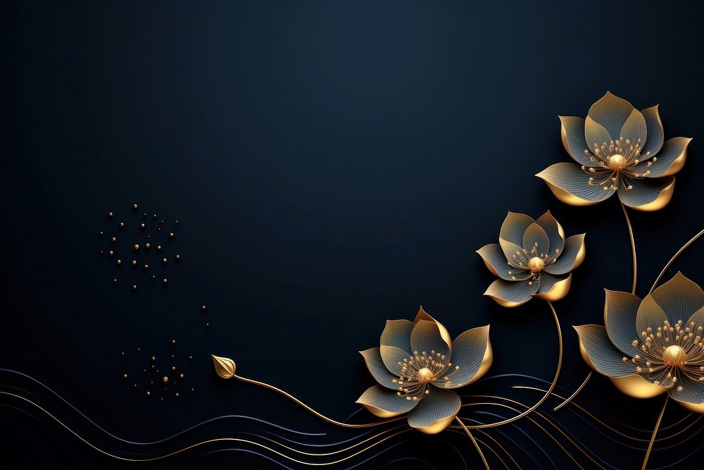 Golden lotus line arts backgrounds pattern luxury.