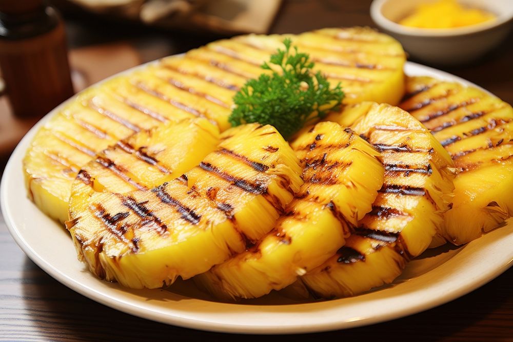 Pineapple fruit plate food.