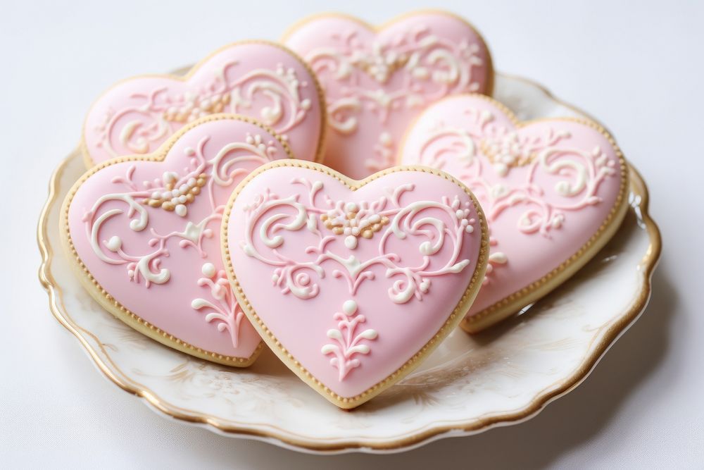 Heart shaped cookies dessert icing heart.
