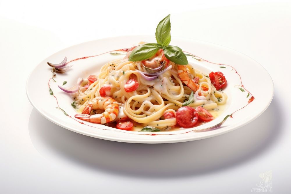Italian food spaghetti pasta plate.