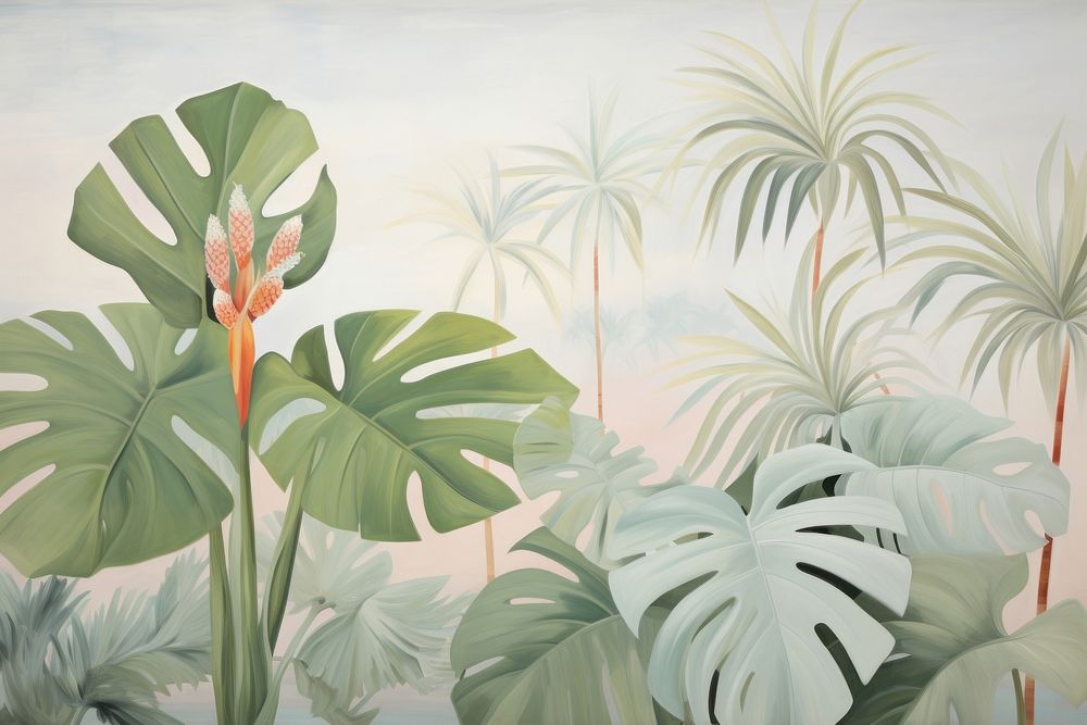 Tropical plants painting backgrounds outdoors.
