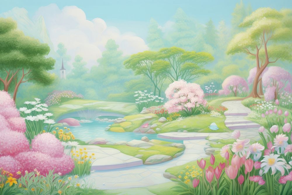 Garden background painting outdoors nature.