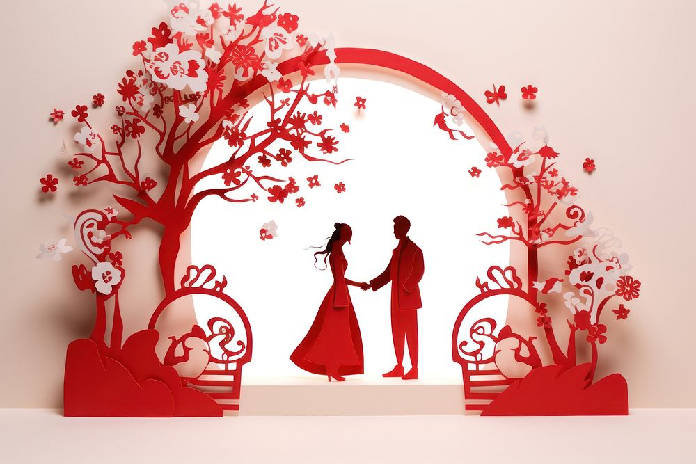 Chinese wedding theme plant art togetherness.
