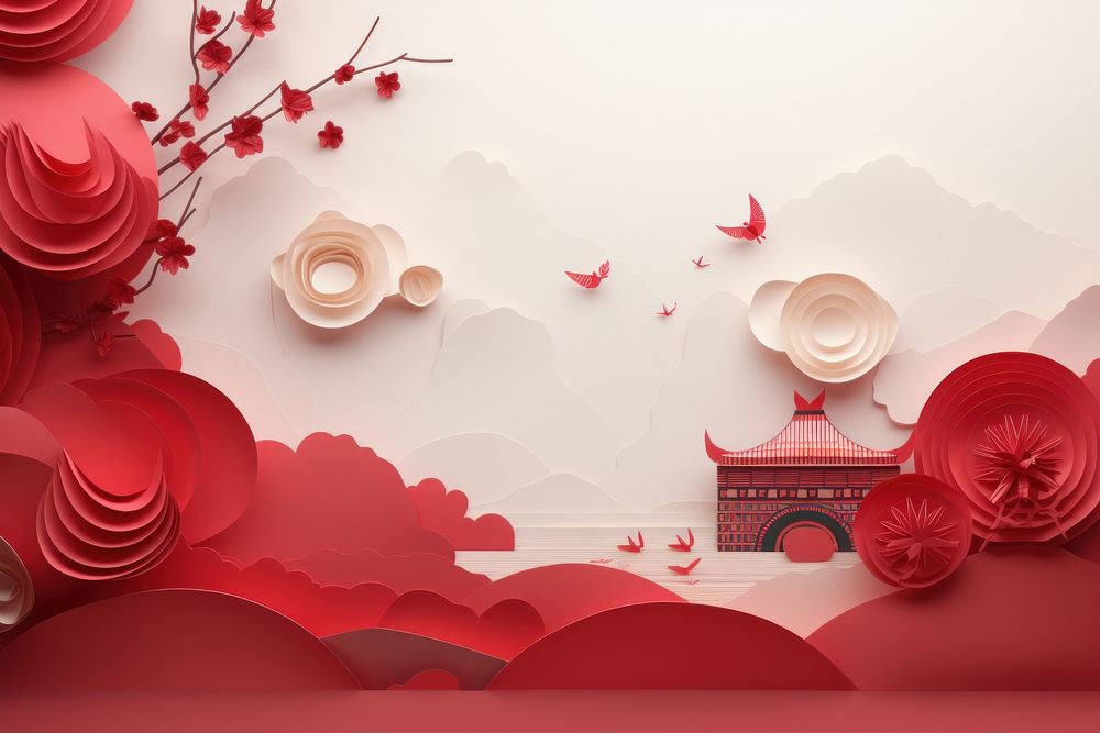 Chinese new year celebration art pattern flower.