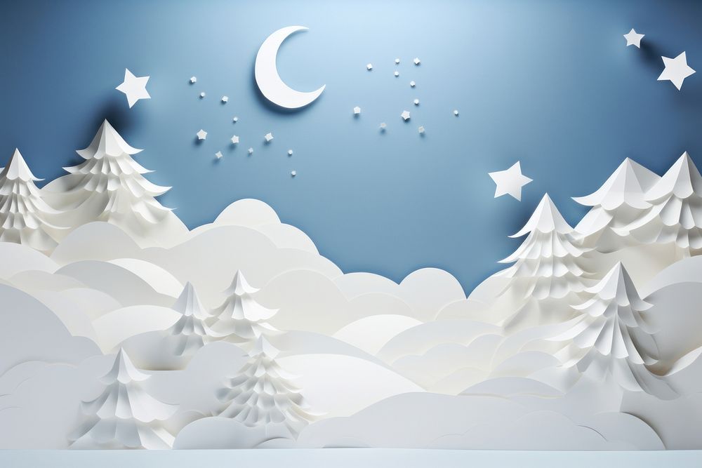 A snow winter landscape with drifts of snow nature paper art.