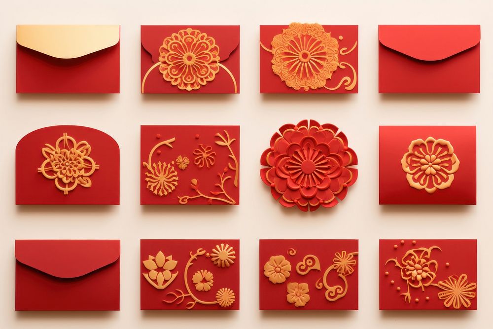 Red envelopes paper gold red.