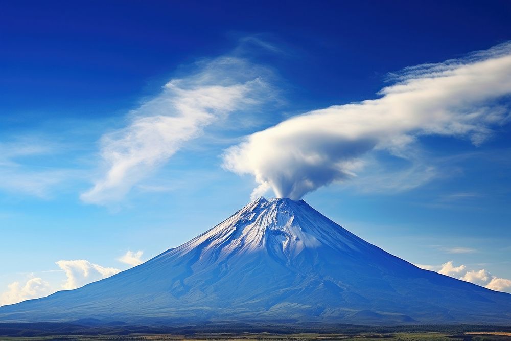 Volcano with blue sky mountain outdoors nature.