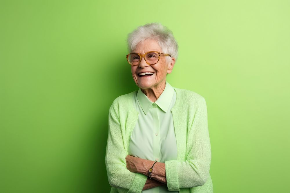 Happy old woman glasses adult smile.