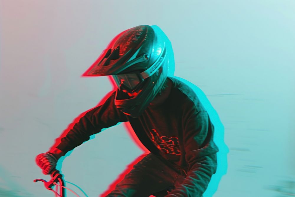 Anaglyph BMX rider helmet sports adult.