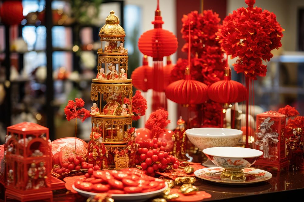 Chinese new year decoration festival food.