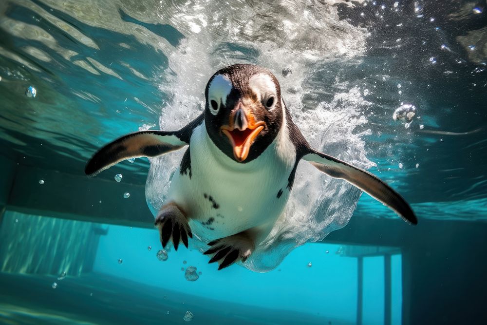 Funny underwater of penguin swimming animal bird.
