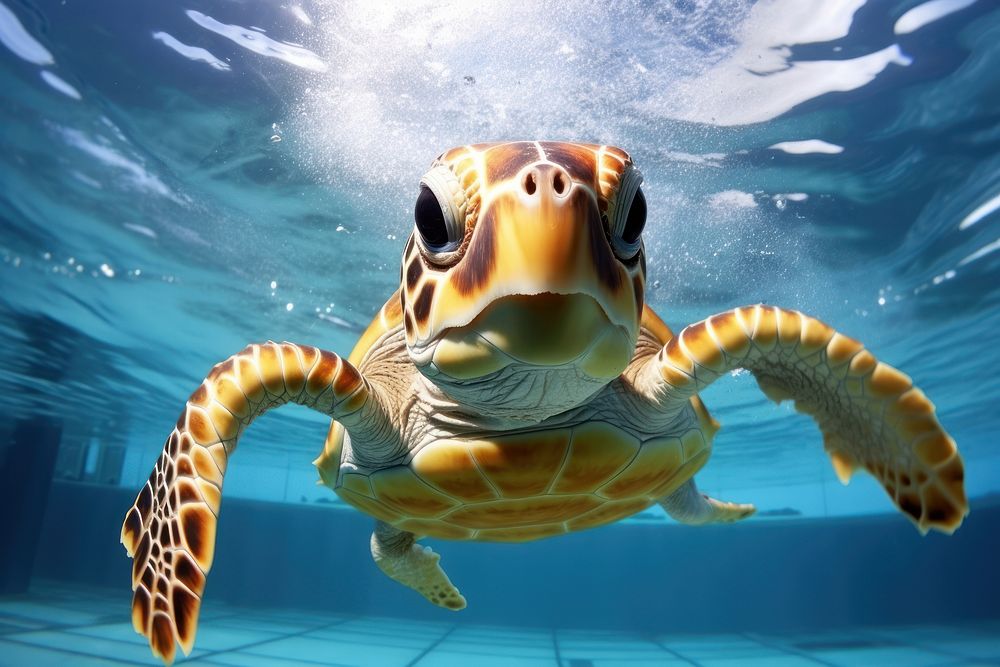 Funny underwater of Sea turtles swimming outdoors reptile.