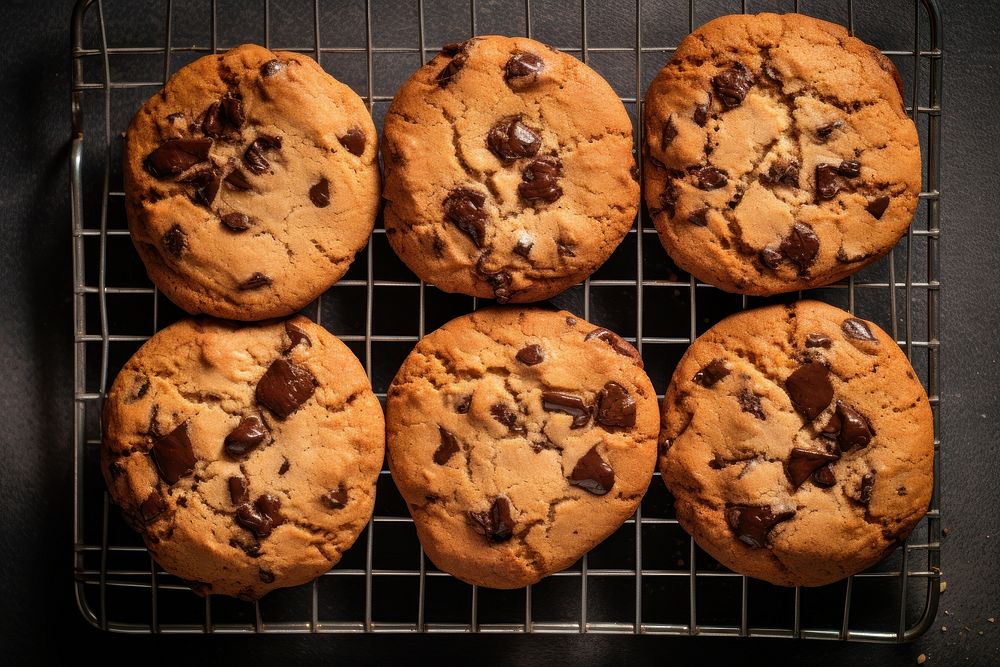 Homemade chocolate chips cookies biscuit food confectionery.