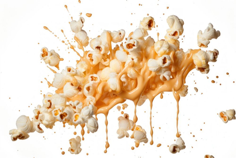 Popcorn with splash food white background splattered.