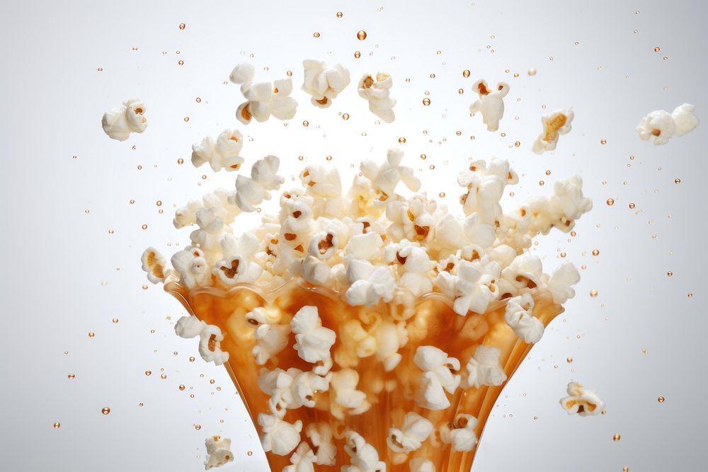 Popcorn with splash snack food freshness.