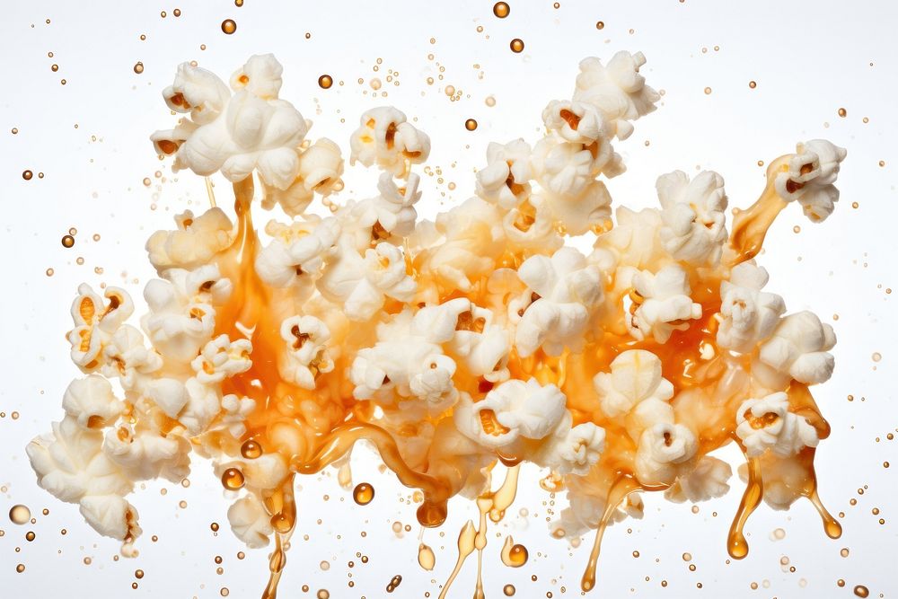Popcorn with powder splash backgrounds food splattered.