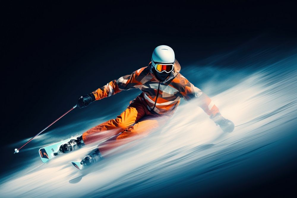 Person skiing recreation sports speed.