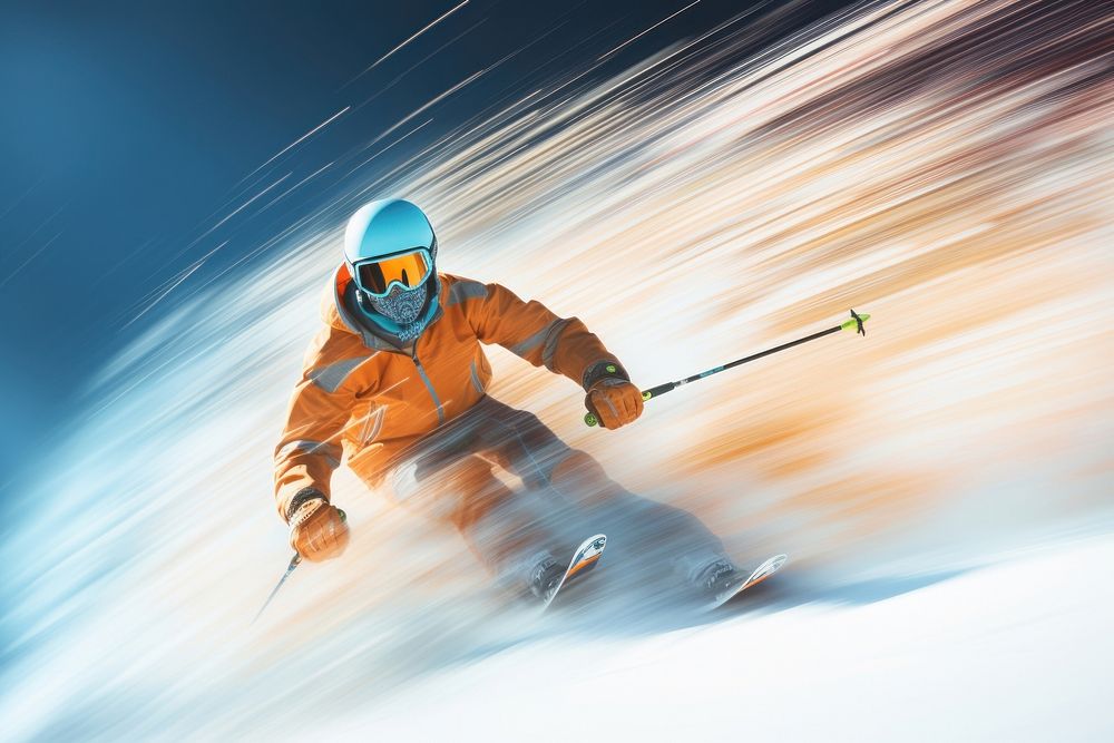 Person skiing recreation outdoors helmet.