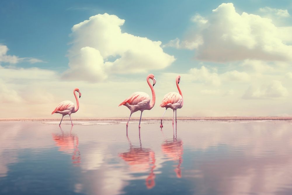 Photography of flamingos animal cloud bird.