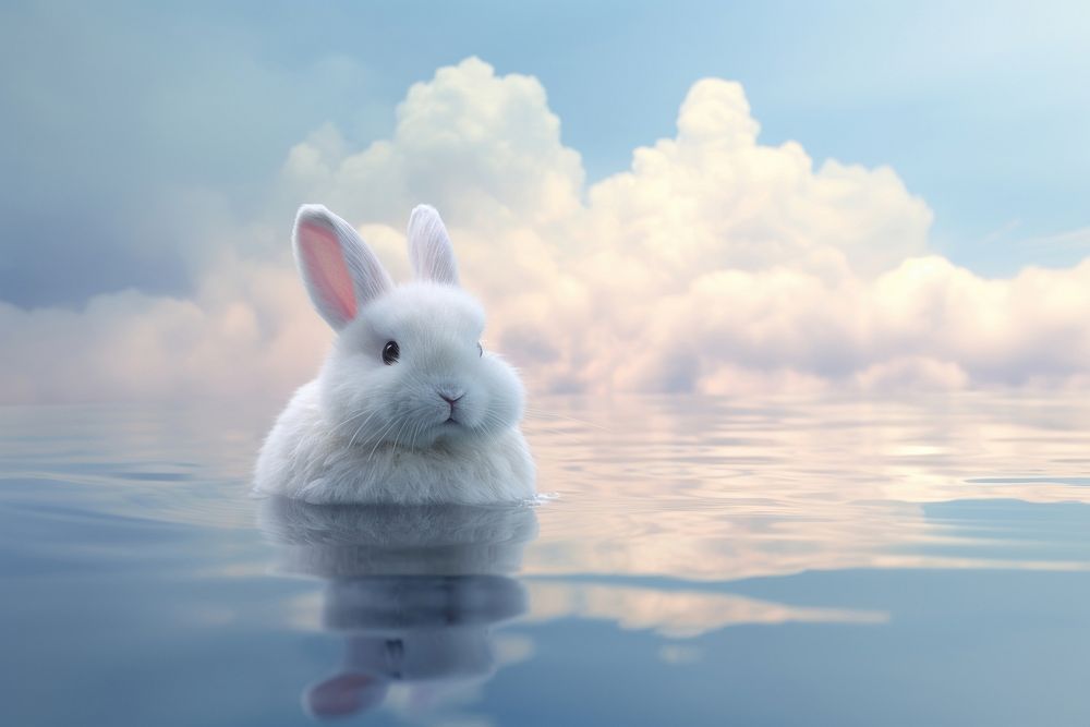 Rabbit on water outdoors animal rodent.