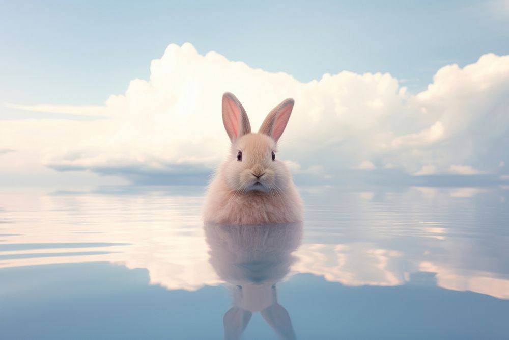 Rabbit on water animal mammal cloud.
