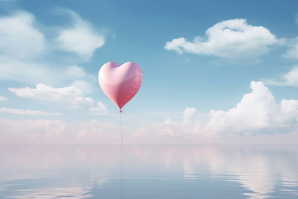 Photography of heart balloon cloud tranquility reflection.
