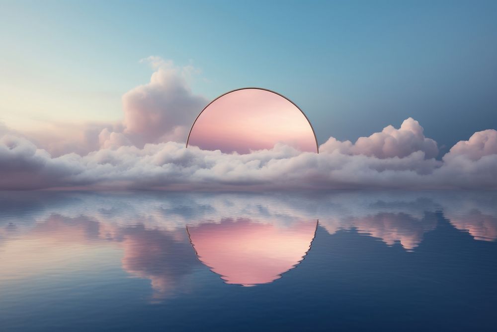Photography of mirror landscape cloud outdoors.