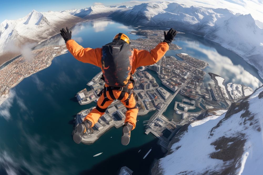 BASE jumping skydiving adventure outdoors.