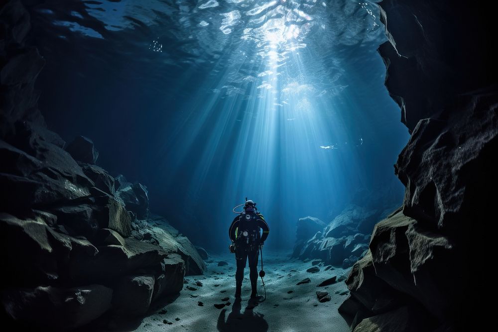Cave diving underwater adventure outdoors.