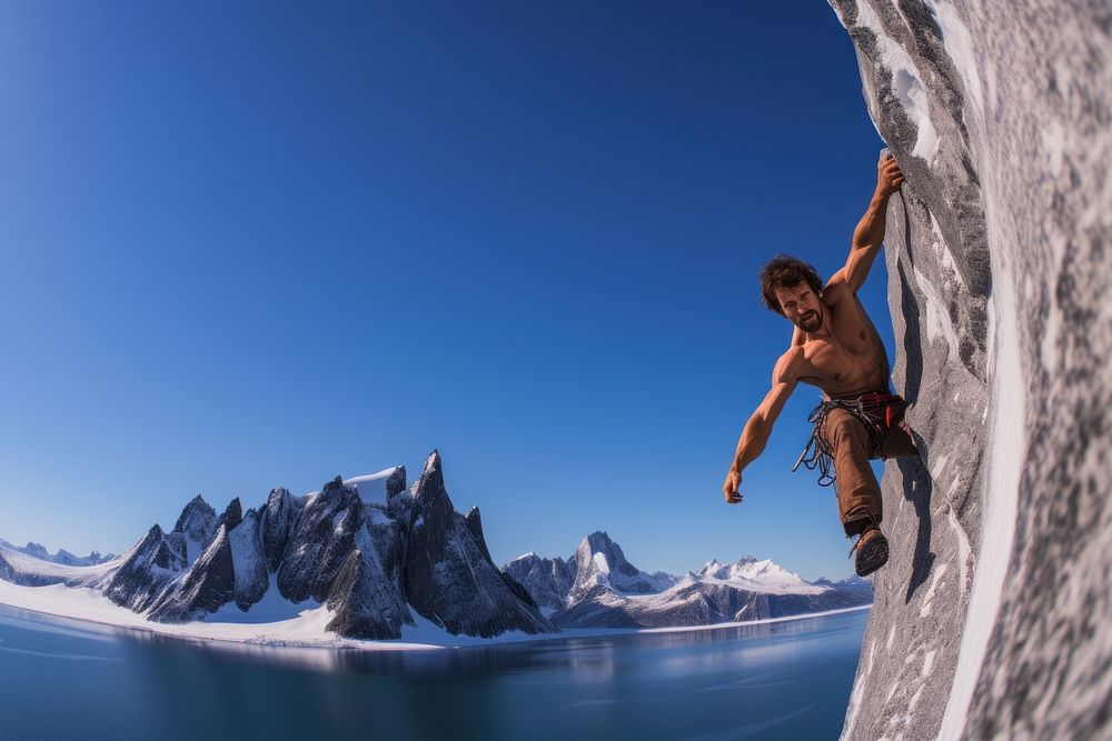 Free soloing adventure climbing outdoors.