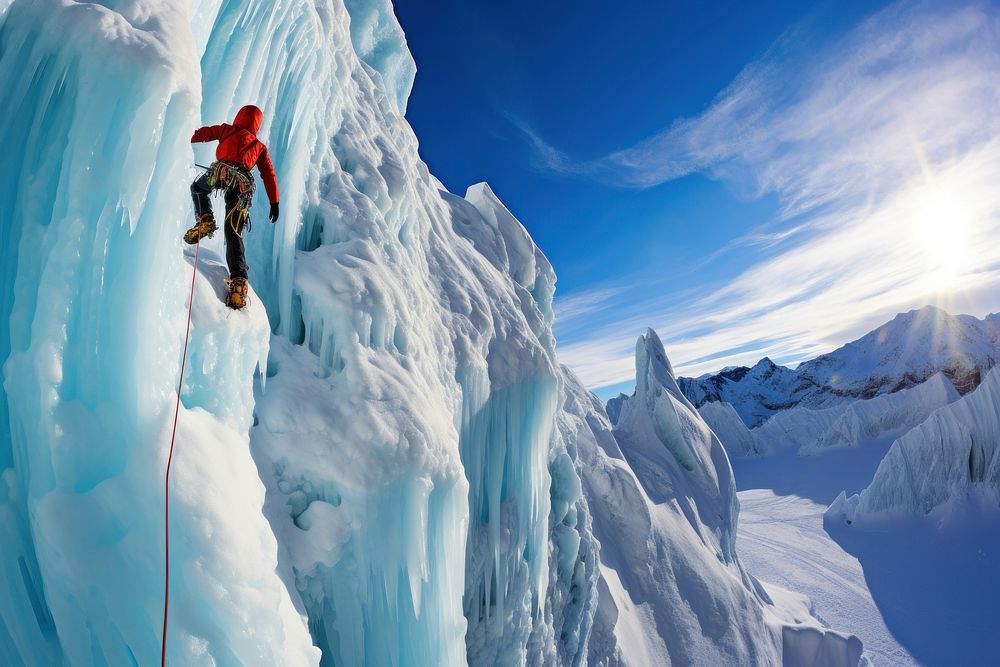 Ice climbing recreation adventure outdoors.