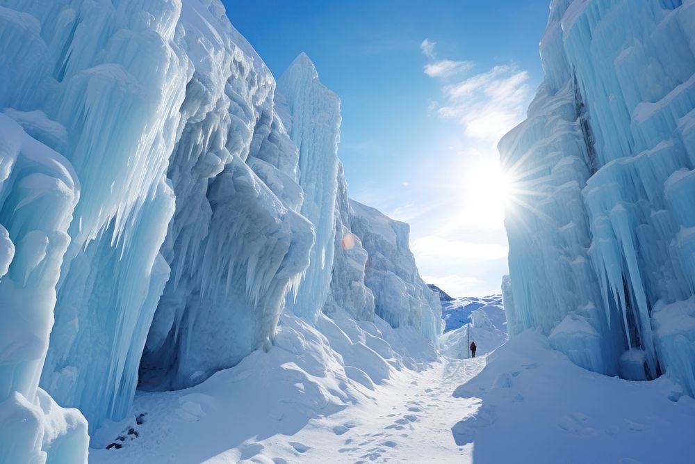 Ice climbing ice mountain outdoors.