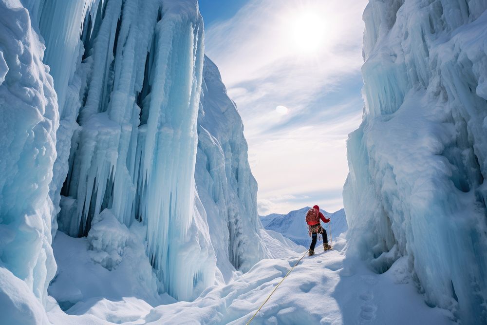 Ice climbing ice recreation adventure.