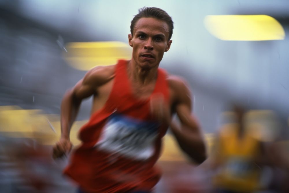 Running athlete adult male.
